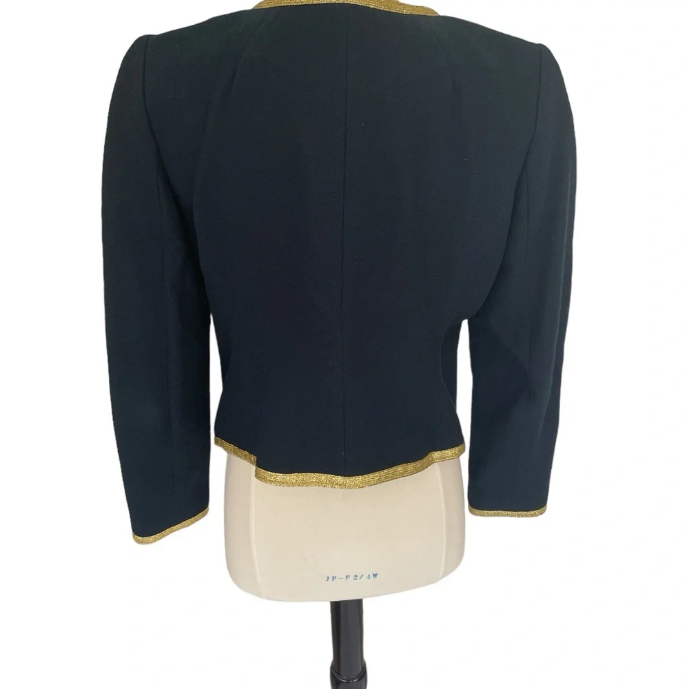 Banana Republic Navy Tweed Gold Rimmed Jacket - Picture 3 of 6